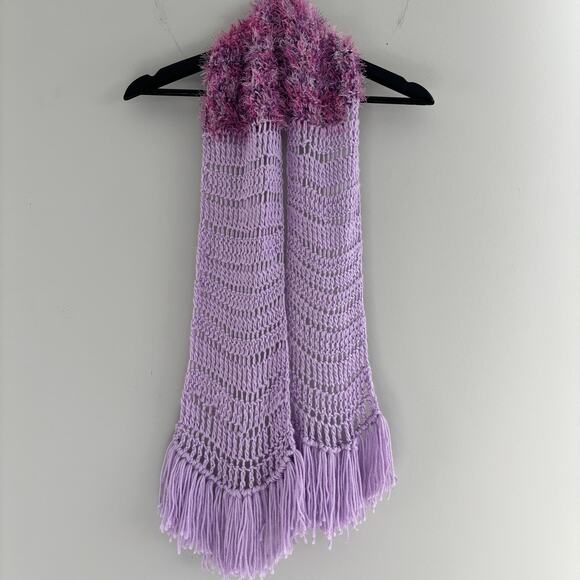 Y2K Fringe Scarf Purple - Picture 1 of 2